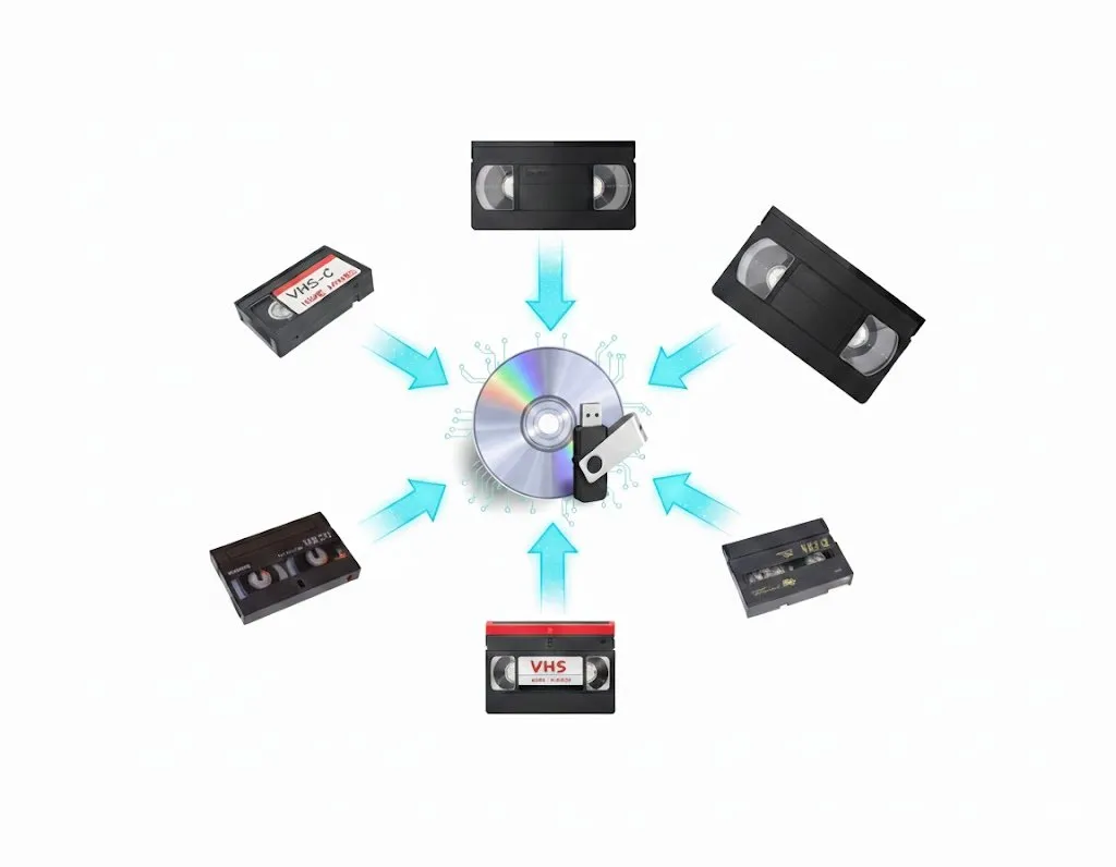 Casete VHS, Hi8 și MiniDV pregătite pentru digitalizare